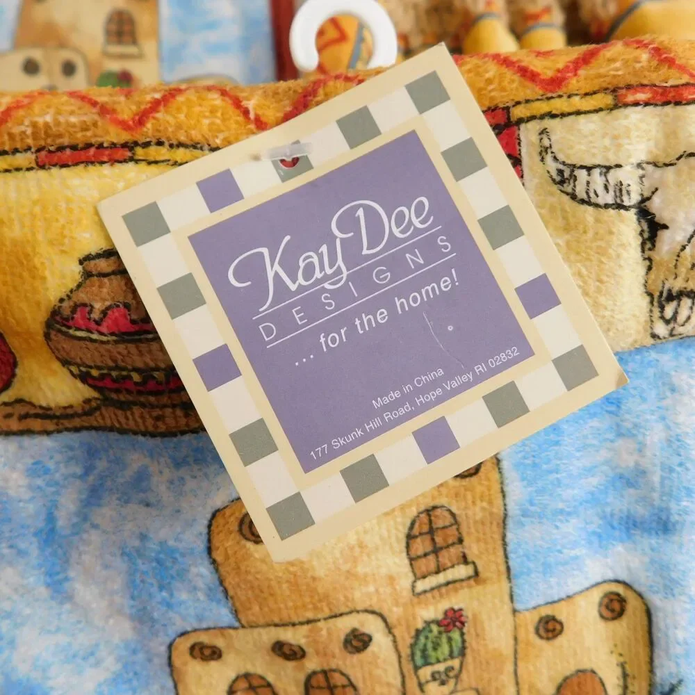 Kay Dee Kitchen Towel Set Southwest Pueblo Design Multicolor Cotton Hot Pads 4pc
